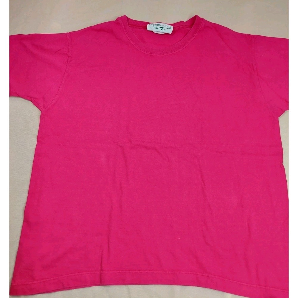 Vintage Hot Pink T Shirt Women One Size Fits L Oversized 90s Basic Tee 80s Neon